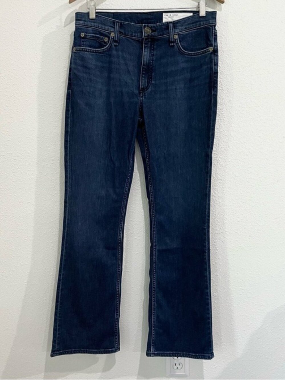 Rag & Bone Mid Rise Bootcut Jean Preppy Essential Dark Wash Contemporary Stretch - Picture 3 of 11